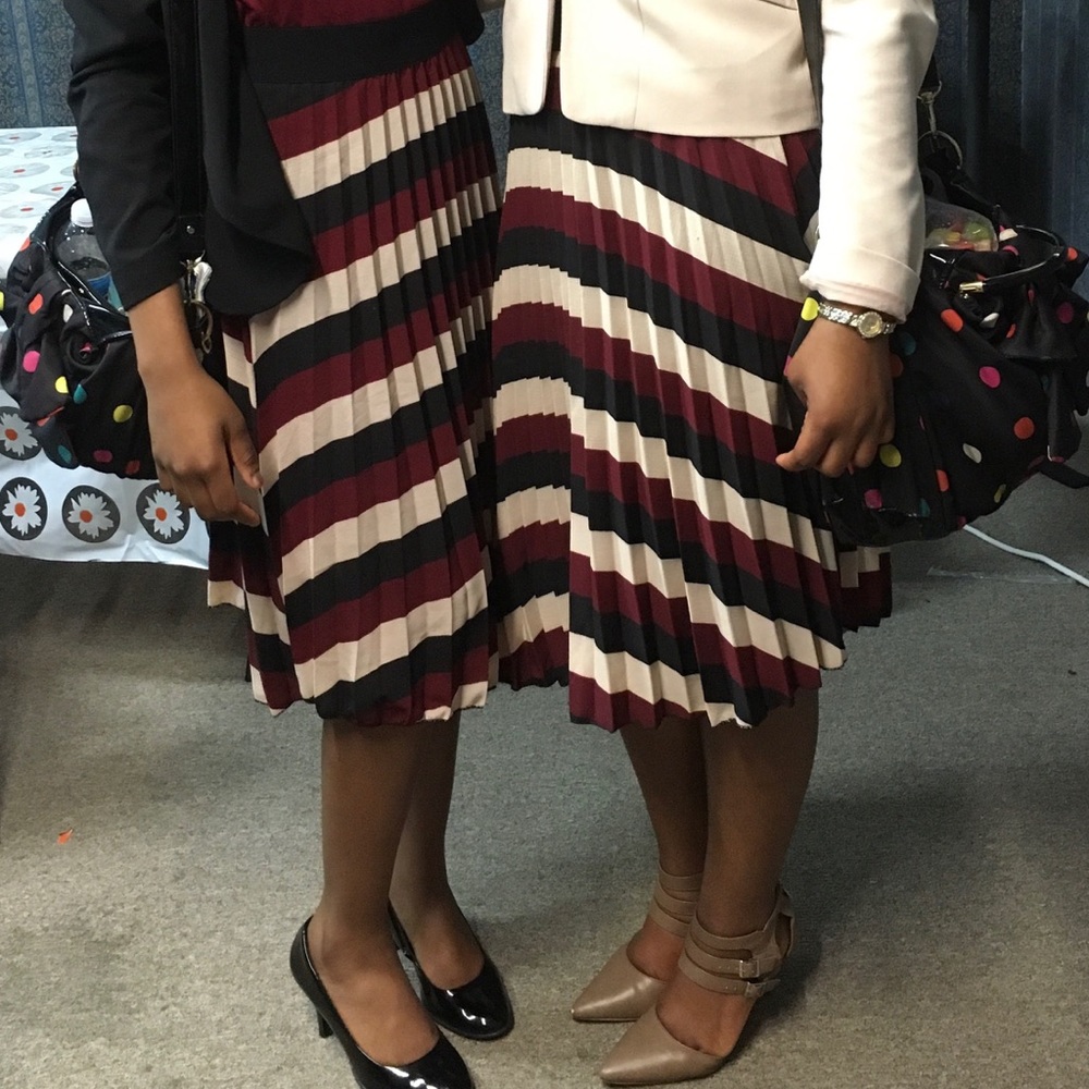 Maroon Multi Pleated Skirt